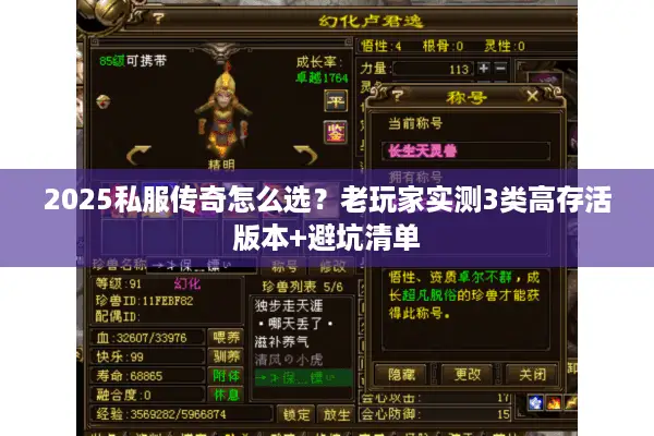 2025私服传奇怎么选？老玩家实测3类高存活版本+避坑清单
