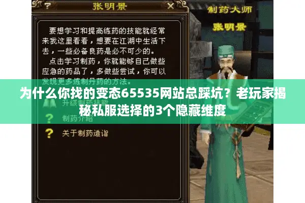 为什么你找的变态65535网站总踩坑?老玩家揭秘私服选择的3个隐藏维度 为什么你找的变态65535网站总踩坑?老玩家揭秘私服选择的3个隐藏维度