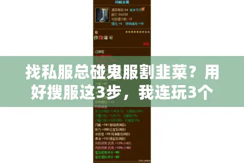 找私服总碰鬼服割韭菜？用好搜服这3步，我连玩3个月没换服