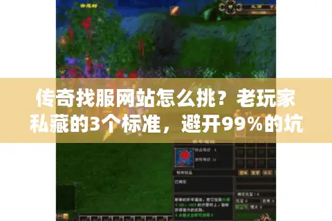传奇找服网站怎么挑？老玩家私藏的3个标准，避开99%的坑