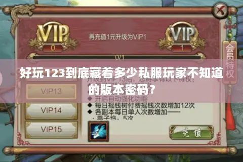 好玩123到底藏着多少私服玩家不知道的版本密码？