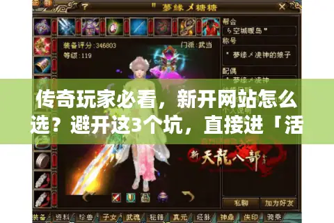 传奇玩家必看，新开网站怎么选？避开这3个坑，直接进「活人服」