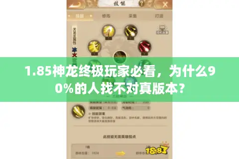 1.85神龙终极玩家必看，为什么90%的人找不对真版本？