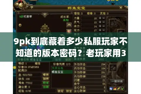 9pk到底藏着多少私服玩家不知道的版本密码?老玩家用3年实战帮你拆穿 9pk到底藏着多少私服玩家不知道的版本密码?老玩家用3年实战帮你拆穿