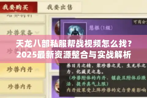 天龙八部私服帮战视频怎么找？2025最新资源整合与实战解析