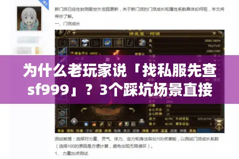 为什么老玩家说「找私服先查sf999」？3个踩坑场景直接戳中痛点