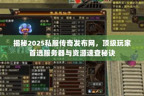 揭秘2025私服传奇发布网,顶级玩家首选服务器与资源速查秘诀 揭秘2025私服传奇发布网,顶级玩家首选服务器与资源速查秘诀