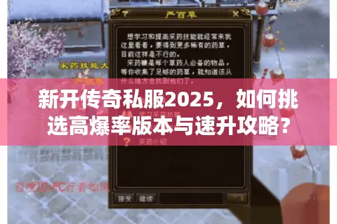 新开传奇私服2025，如何挑选高爆率版本与速升攻略？