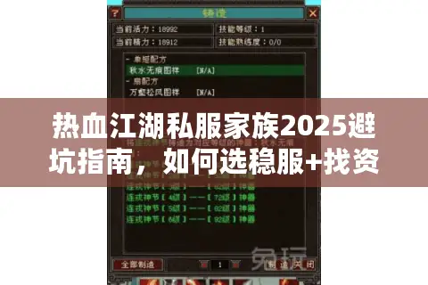 热血江湖私服家族2025避坑指南，如何选稳服+找资源+避雷一键到位？