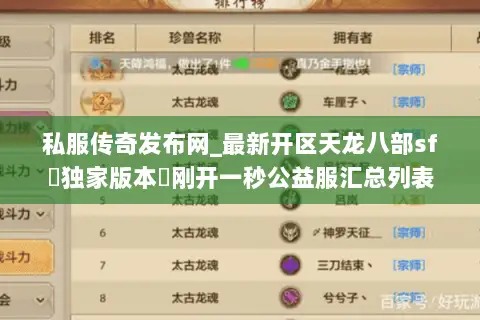私服传奇发布网_最新开区天龙八部sf▷独家版本◁刚开一秒公益服汇总列表