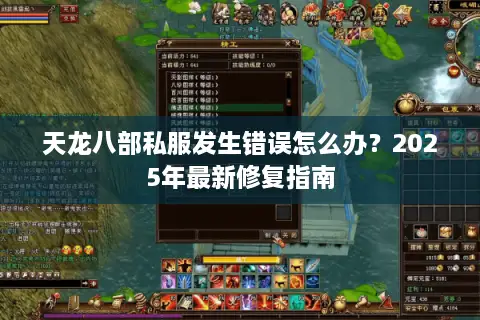 天龙八部私服发生错误怎么办？2025年最新修复指南