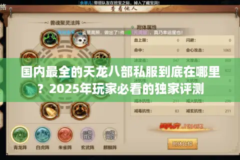 国内最全的天龙八部私服到底在哪里？2025年玩家必看的独家评测