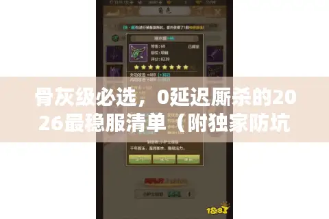 骨灰级必选，0延迟厮杀的2026最稳服清单（附独家防坑指南）