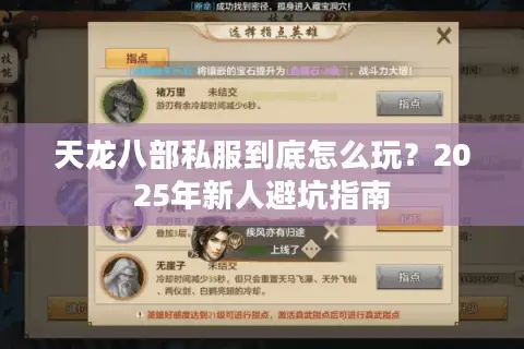 天龙八部私服到底怎么玩？2025年新人避坑指南