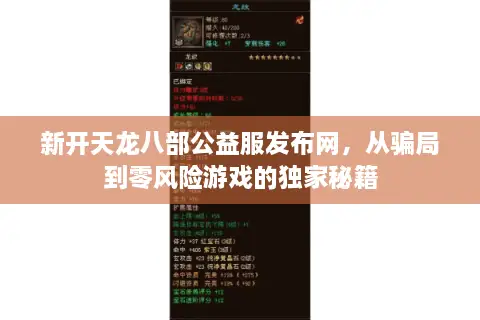 新开天龙八部公益服发布网，从骗局到零风险游戏的独家秘籍