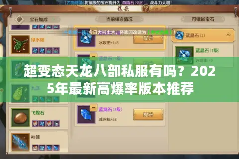 超变态天龙八部私服有吗？2025年最新高爆率版本推荐