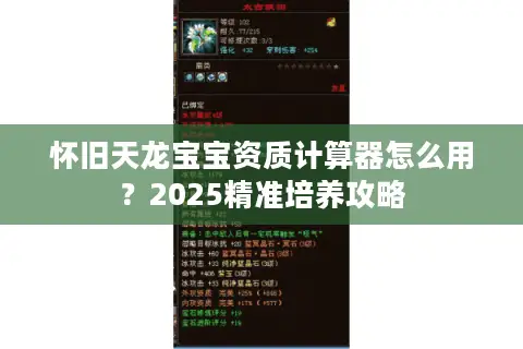 怀旧天龙宝宝资质计算器怎么用?2025精准培养攻略 怀旧天龙宝宝资质计算器怎么用?2025精准培养攻略