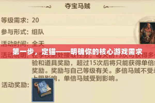 第一步，定锚——明确你的核心游戏需求