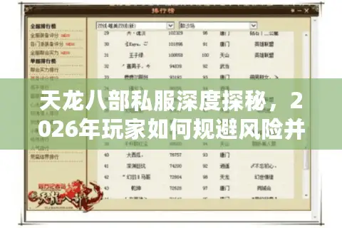 天龙八部私服深度探秘，2026年玩家如何规避风险并找到极致体验？