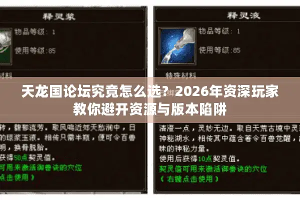 天龙国论坛究竟怎么选？2026年资深玩家教你避开资源与版本陷阱