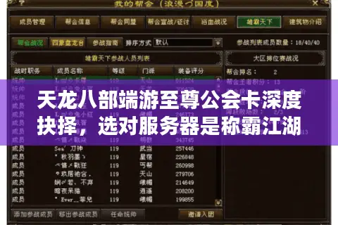 天龙八部端游至尊公会卡深度抉择，选对服务器是称霸江湖的第一步吗？
