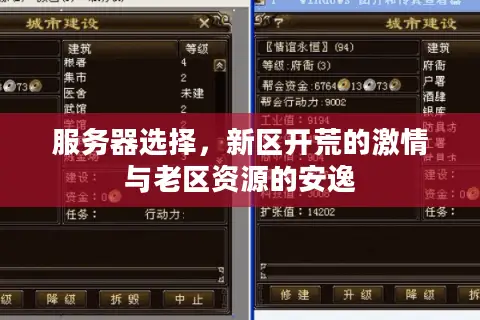 服务器选择，新区开荒的激情与老区资源的安逸