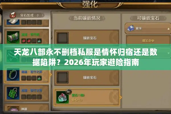 天龙八部永不删档私服是情怀归宿还是数据陷阱？2026年玩家避险指南