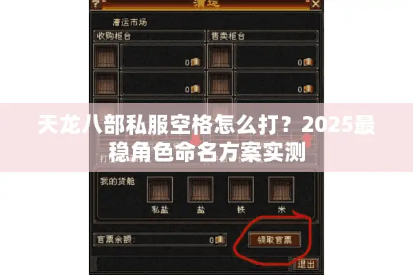 天龙八部私服空格怎么打？2025最稳角色命名方案实测