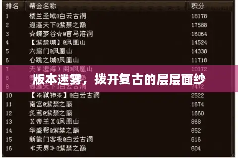 版本迷雾，拨开复古的层层面纱