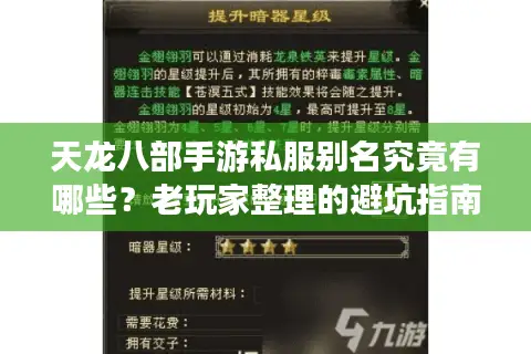 天龙八部手游私服别名究竟有哪些？老玩家整理的避坑指南