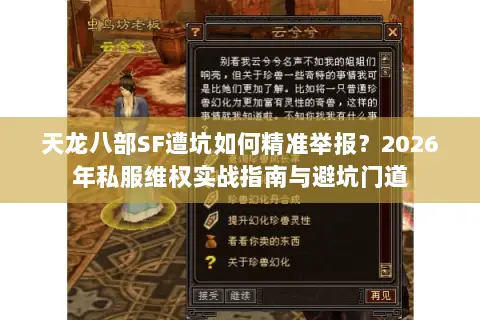 天龙八部SF遭坑如何精准举报？2026年私服维权实战指南与避坑门道