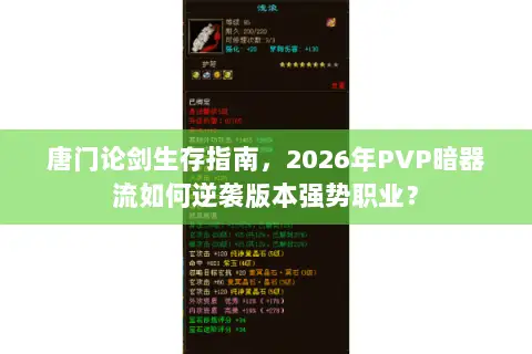 唐门论剑生存指南，2026年PVP暗器流如何逆袭版本强势职业？
