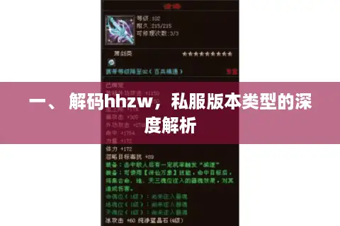 一、 解码hhzw，私服版本类型的深度解析