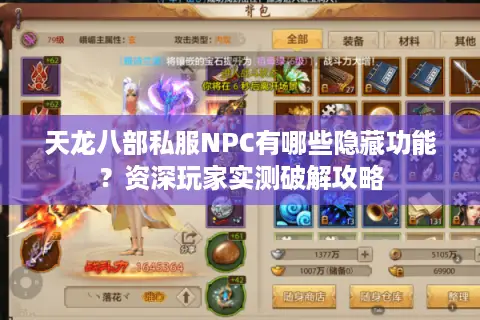 天龙八部私服NPC有哪些隐藏功能？资深玩家实测破解攻略
