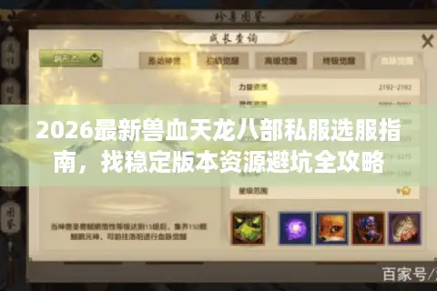 2026最新兽血天龙八部私服选服指南，找稳定版本资源避坑全攻略