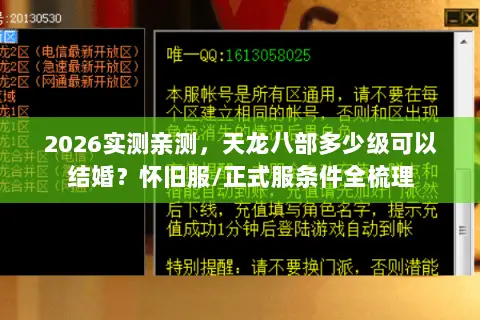 2026实测亲测，天龙八部多少级可以结婚？怀旧服/正式服条件全梳理