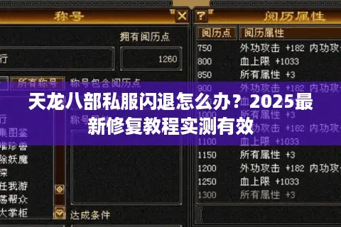 天龙八部私服闪退怎么办？2025最新修复教程实测有效