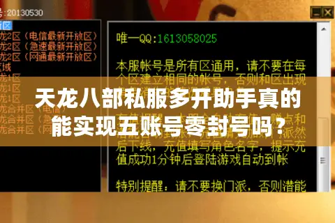 天龙八部私服多开助手真的能实现五账号零封号吗? 天龙八部私服多开助手真的能实现五账号零封号吗?