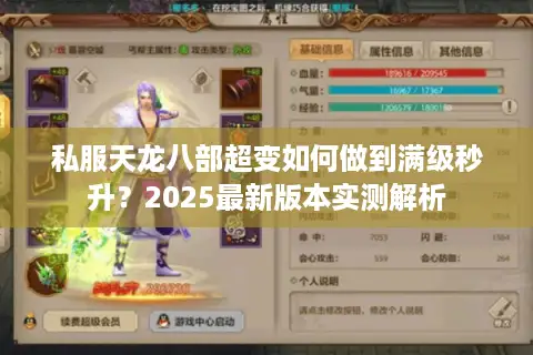 私服天龙八部超变如何做到满级秒升?2025最新版本实测解析 私服天龙八部超变如何做到满级秒升?2025最新版本实测解析