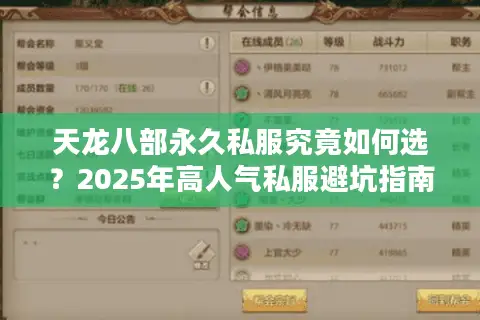天龙八部永久私服究竟如何选？2025年高人气私服避坑指南