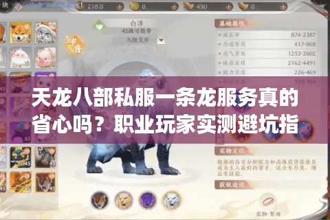 天龙八部私服一条龙服务真的省心吗？职业玩家实测避坑指南