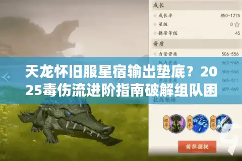 天龙怀旧服星宿输出垫底？2025毒伤流进阶指南破解组队困局