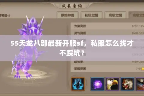 55天龙八部最新开服sf，私服怎么找才不踩坑？