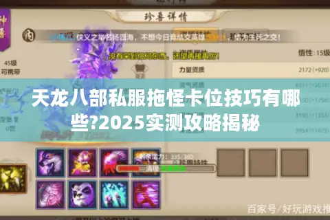 天龙八部私服拖怪卡位技巧有哪些?2025实测攻略揭秘