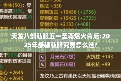 天龙八部私服五一至尊爆火背后:2025年最稳私服究竟怎么选?