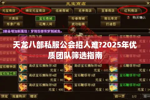 天龙八部私服公会招人难?2025年优质团队筛选指南