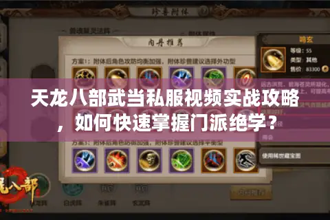 天龙八部武当私服视频实战攻略，如何快速掌握门派绝学？