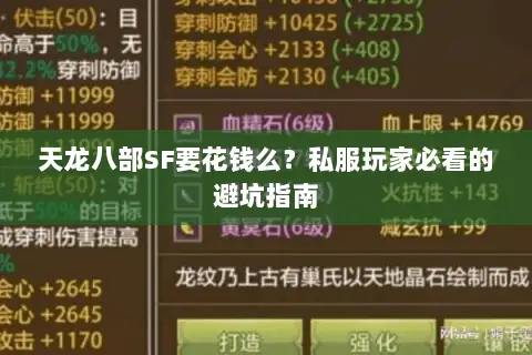 天龙八部SF要花钱么?私服玩家必看的避坑指南 天龙八部SF要花钱么?私服玩家必看的避坑指南