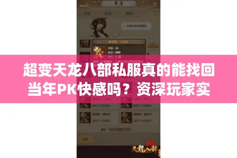 超变天龙八部私服真的能找回当年PK快感吗?资深玩家实测对比 超变天龙八部私服真的能找回当年PK快感吗?资深玩家实测对比