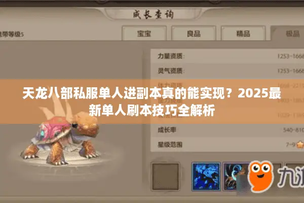 天龙八部私服单人进副本真的能实现？2025最新单人刷本技巧全解析